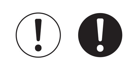 Exclamation interface filled and outlined icons vectors on white background