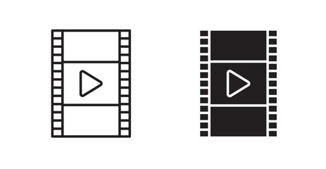 Film filled and outlined icons vectors on white background