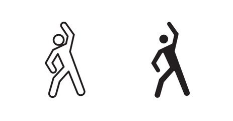Fitness exercise filled and outlined icons vectors on white background