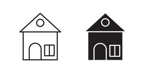 Home filled and outlined icons vectors on white background