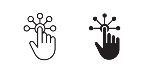 Interactive filled and outlined icons vectors on white background