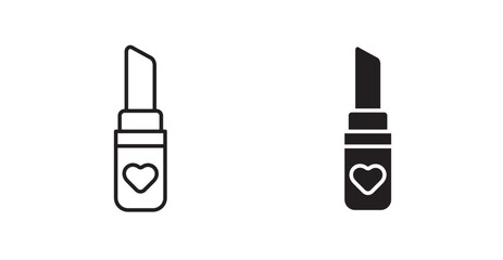Lipstick filled and outlined icons vectors on white background