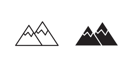 Mountains filled and outlined icons vectors on white background