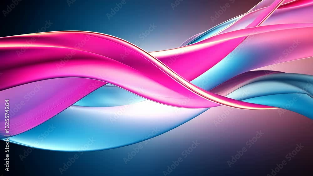 Poster vibrant abstract waves: dynamic neon ribbon movement in fluid motion