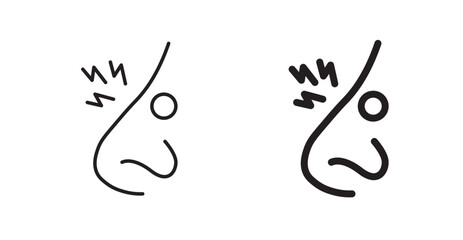 Nose pain filled and outlined icons vectors on white background