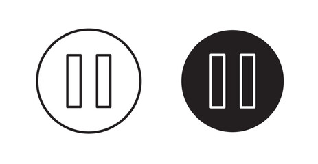 Pause filled and outlined icons vectors on white background