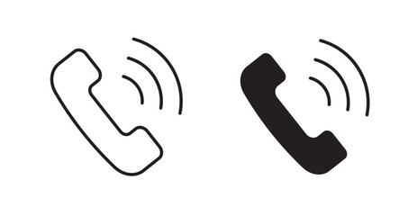 Phone call filled and outlined icons vectors on white background