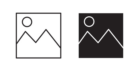 Picture filled and outlined icons vectors on white background