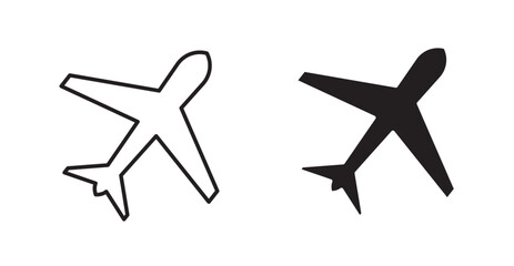 Plane filled and outlined icons vectors on white background