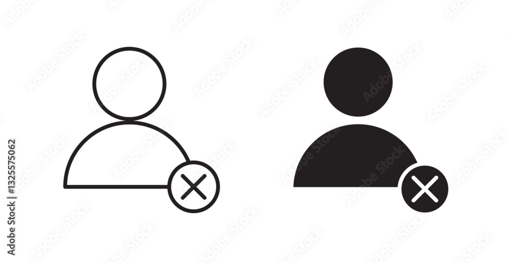 Poster remove user filled and outlined icons vectors on white background