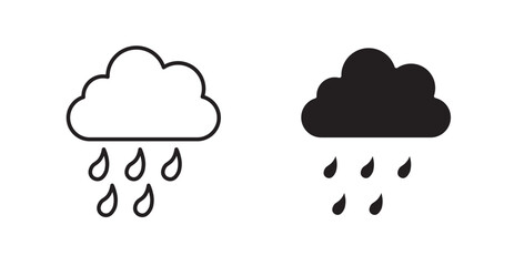 Rain filled and outlined icons vectors on white background