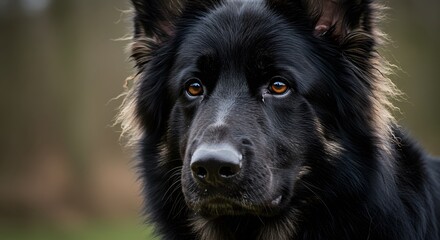 Fototapeta premium Close-Up Portrait of a Majestic Dark-Coated German Shepherd Dog
