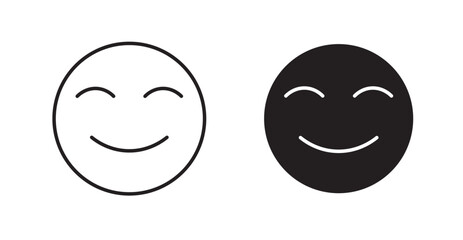 Smile filled and outlined icons vectors on white background