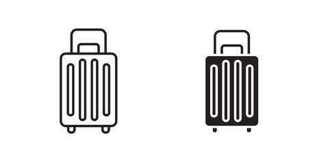 Suitcase filled and outlined icons vectors on white background