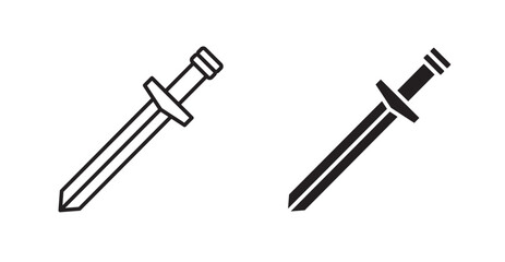 Sword filled and outlined icons vectors on white background