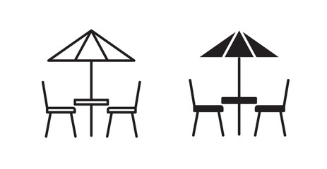 Terrace filled and outlined icons vectors on white background