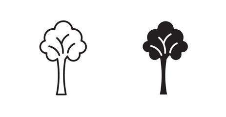 Tree free filled and outlined icons vectors on white background