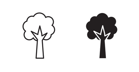 Tree filled and outlined icons vectors on white background