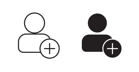 User add filled and outlined icons vectors on white background