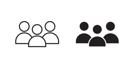 Users filled and outlined icons vectors on white background