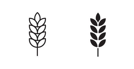 Wheat filled and outlined icons vectors on white background