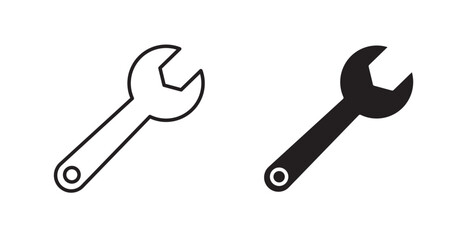 Wrench filled and outlined icons vectors on white background