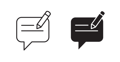 Write comment filled and outlined icons vectors on white background