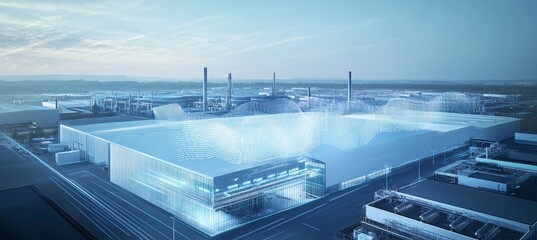 Modern Industrial Facility with Futuristic Design and Technology Features