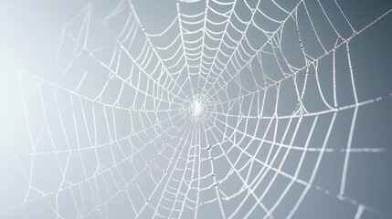 Obraz premium Intricate Spider Web with Dew Drops on a Soft Background