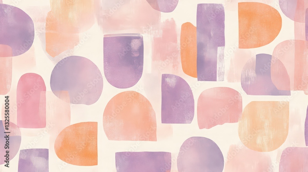 Poster seamless pattern featuring organic shapes with a soft watercolor texture effect