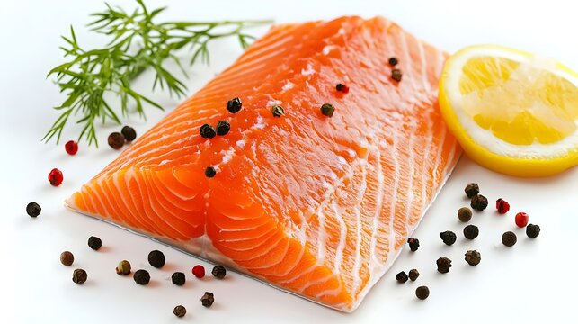 Fresh salmon fillet isolated on white