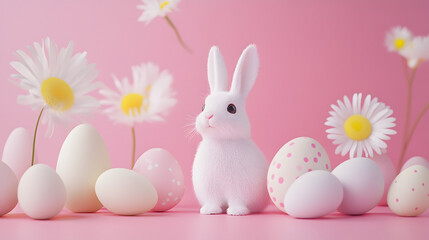 Obraz premium easter, bunny, rabbit, holiday, egg, toy, eggs, animal, celebration, hare, spring, decoration, pink, basket, object, seasonal, isolated, color, baby, colorful, easter bunny, food, gift, soft, symbol
