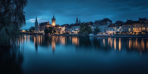 Obraz premium Enchanting Cityscape at Dusk