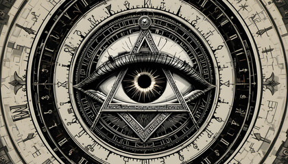 Obraz premium masonic eye knights templar illuminati new world order conspiracy theory generative ai art