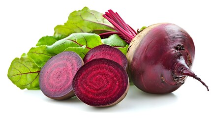 Beetroot with leaves isolated on white