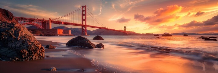 Golden Sunset over the Golden Gate Bridge