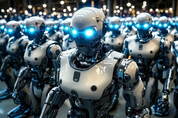 Fototapeta premium Unleashing the Robots: A Futuristic Military Arsenal