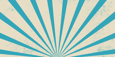 Retro vintage spiral wavy sun rays, blue background pattern, radial spiral stripes, comic ray stripes, grunge texture, circus, carnival, summer background, vector illustration.