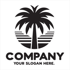Palm Tree Logo Palm Tree Illustrations Colored and Silhouette vector