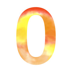 Orange water colour numbers
