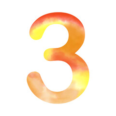 Orange water colour numbers