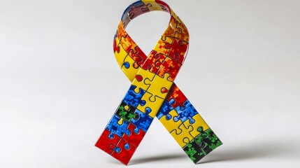 Symbolic representation of autism awareness with a white backdrop.