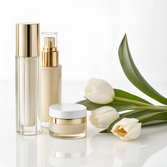 bottle of perfume with flower