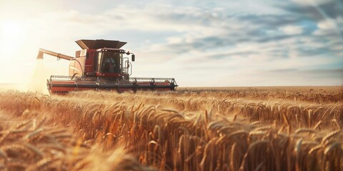Fototapeta premium Golden Wheat Harvest in a Sunny Field