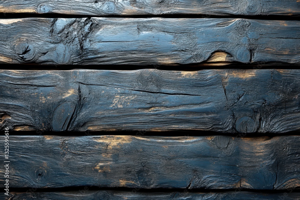 Poster dark stained wooden planks with visible texture and weathered appearance displayed as a background o