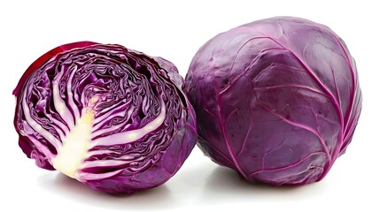 Fototapeta premium Fresh red cabbage on a white background