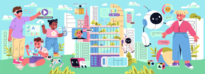 Fototapeta premium Beta Generation. Flat Vector Illustration