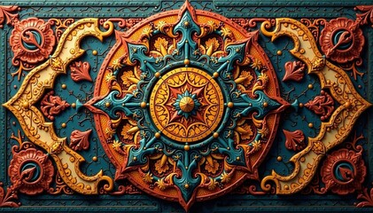 Intricate tribal geometric design in earth tones, tribal, abstract