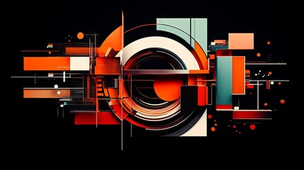 Fototapeta premium Abstract Composition with Geometric Shapes and Vibrant Colors in Modern Design Style