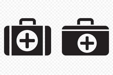 Set of First aid box icons. First aid kit, Medical care bag symbol collection.  Emergency medicine concept. Vector Illustration.